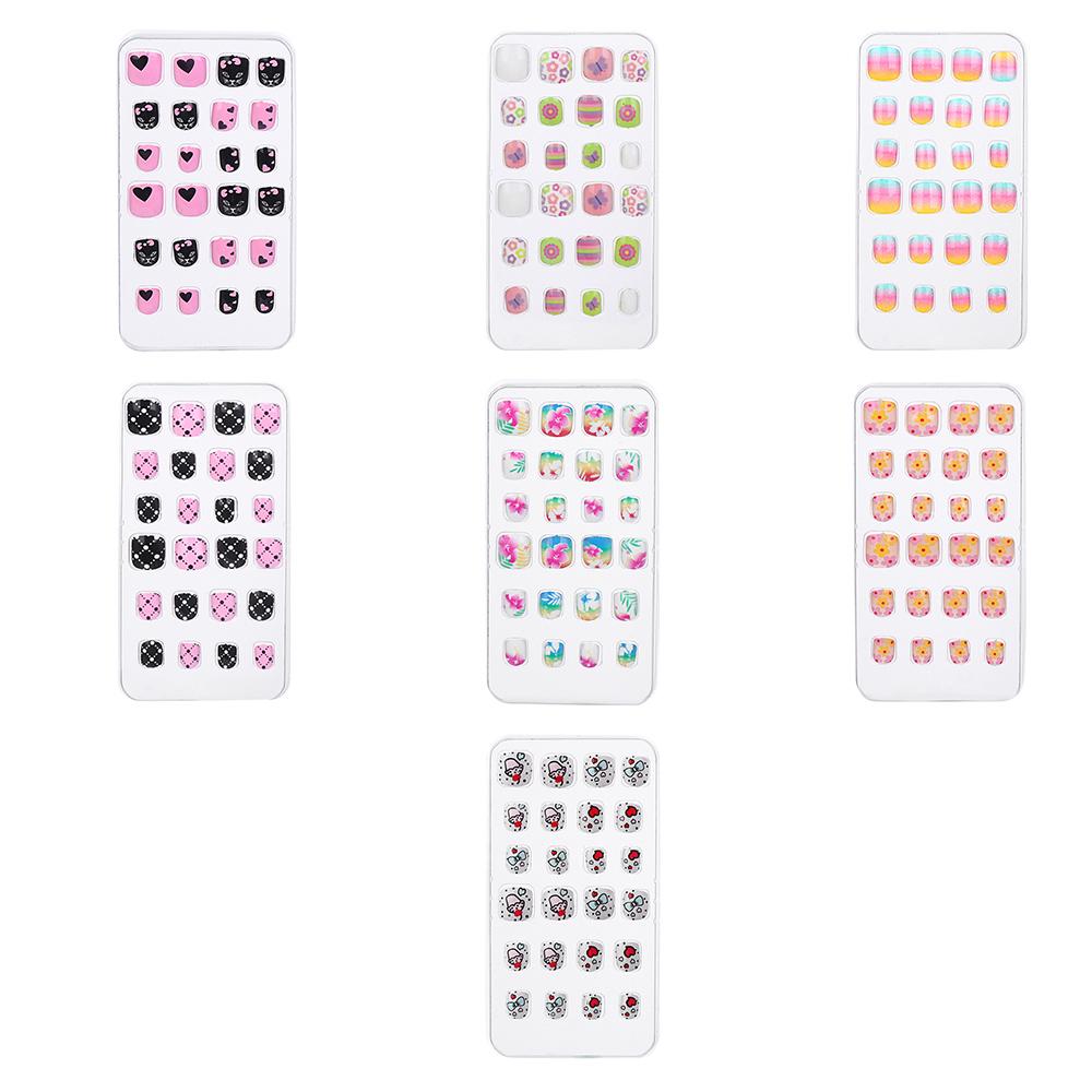 24Pcs/Set Kids Artificial Manicure Tool Child False Nails Fake Nails Nail Tips Wearable
