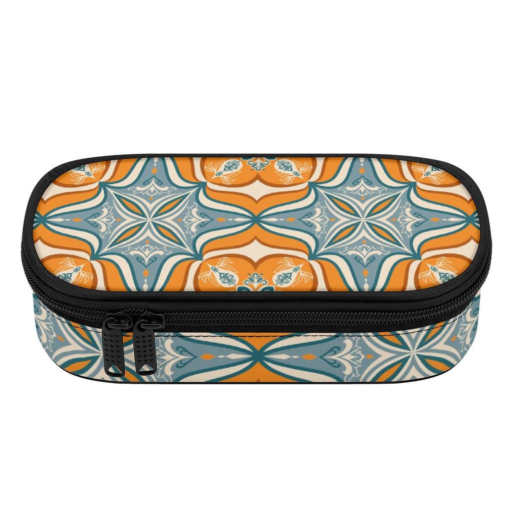 Pencil Pouch Strong Polyester Fabric High Capacity Easy Open Zipper with Main Compartment Mesh Pocket and Pen Slots for Students