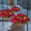 Hanging Basket, Wreath, LED Lighting, Illuminated Hanging Basket, Simulated Flower Decoration, Detachable Christmas Hanging Basket Decoration