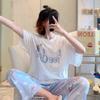 Пижама женская с коротким рукавом брюки летняя мультяшная милая 2 новые мультяшные весенне-летние домашние костюмы можно носить на улице