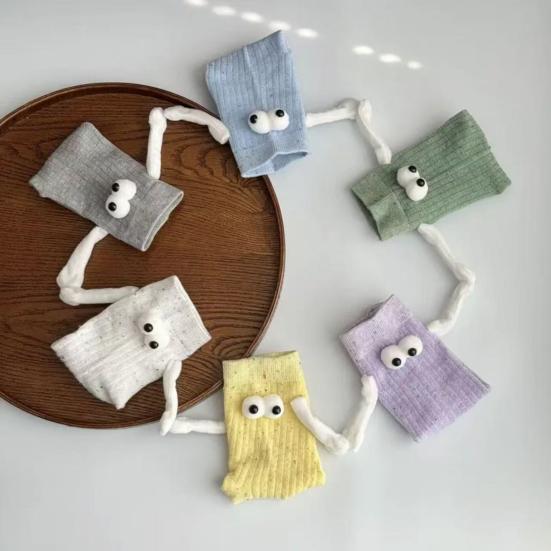 1 пара рождественских носков для пары с магнитными руками, мультяшный дизайн оленя и снеговика, длинные носки, мягкие, дышащие, рождественские носки