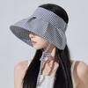 Летняя клетчатая шляпа от солнца, складная, с широкими полями, с пустым верхом, пляжная шляпа, дышащая, с защитой от ультрафиолета, для женщин, солнцезащитный козырек