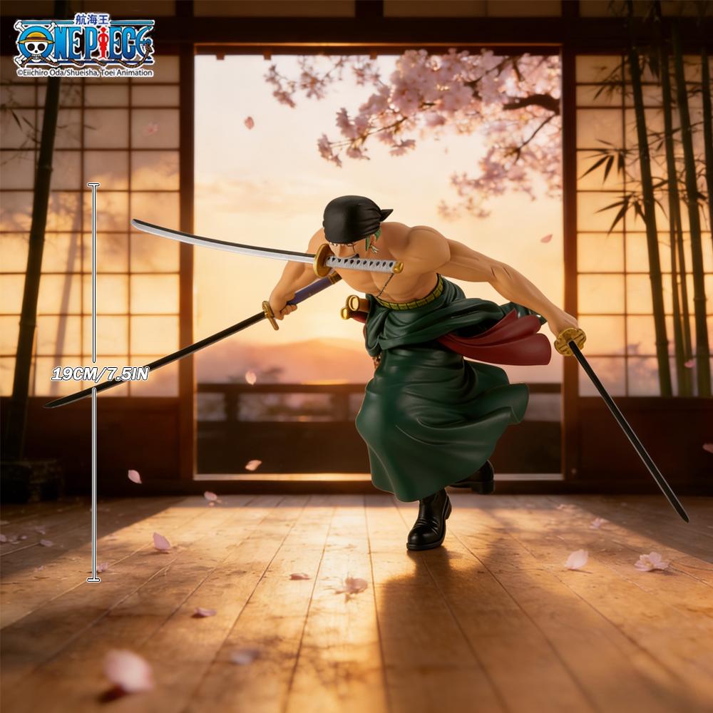 1 шт. Официальная фигурка Аниме One Piece Зоро Стиль Трех Мечей - Декоративная Коллекционная Фигурка, Идеально для Праздничных Подарков