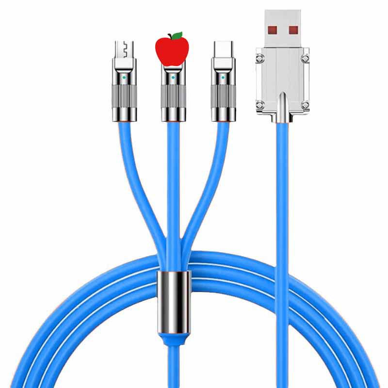 Сверхбыстрый 3-в-1 кабель 120 Вт для Apple, Huawei, Type-C и Android с возможностью Flash Charge 6A