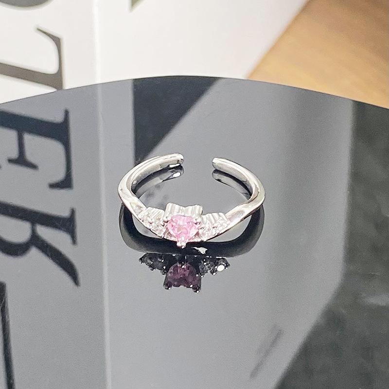 Сладкий Розовый Циркон Супер Сказочное Открытое Кольцо Бант Изысканное Нишевое Легкая Роскошь Высококлассное Кольцо Женское