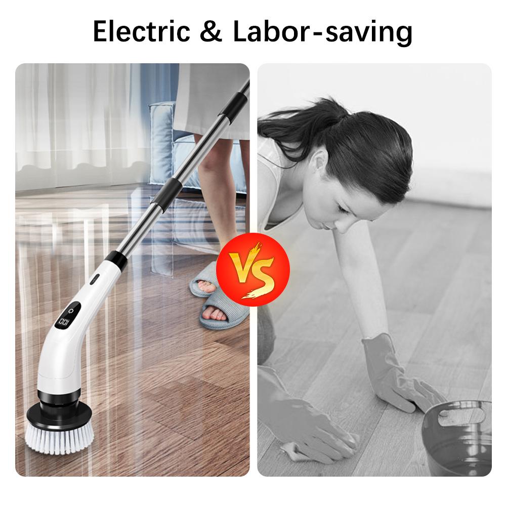 8 в 1 Портативная щетка для ванны Щетина/Губка/Тканевые щетки Щетка для мытья ванной Электрическая чистящая щетка Инструмент для чистки кухни