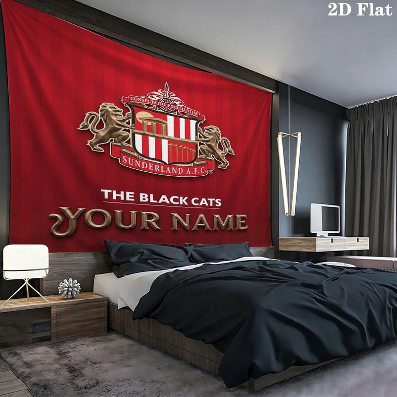 Sunderland A.F Custom Name Wall Tapestry Aesthetic Wall Hanging Printed Fabric Blanket Decorative Tapestries for Bedroom Living Room Home Decor