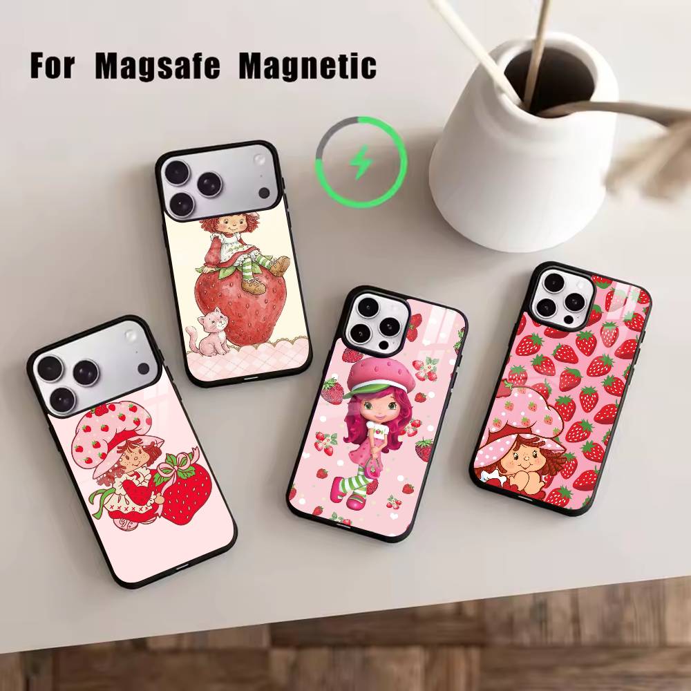 Клубничная S-Shortcake-Girl Розовый Чехол Для Телефона Для iPhone17,16,15,14,13,12,11 Plus,Pro Магнитный Для Magsafe Беспроводной Зарядки