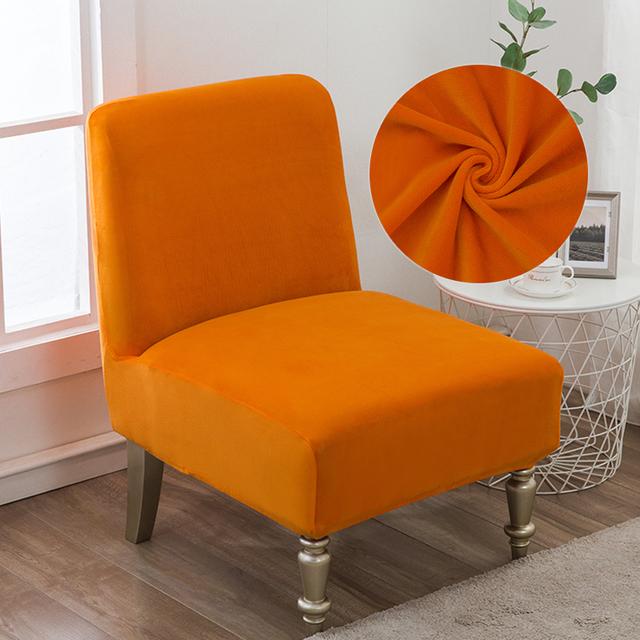 Velvet Fabric Armless Accent Chair Cover Stretch Single Sofa Covers Short Back Slipper Chair Slipcovers Protector For Home Hotel