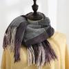 Scarf Women's Imitation Cashmere Scarf Warm Printed Plaid Scarf with Tassel Square Scarf for Women