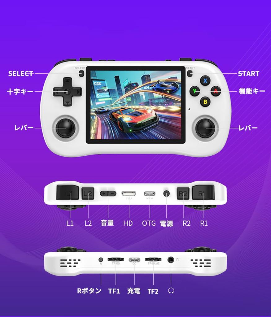 Портативная игровая консоль Powkiddy X35H RK3566 с двумя отверстиями, джойстиком, 3,5-дюймовым IPS-экраном, выходом HDMI, 3000 мАч, 16+64 ГБ, желтая