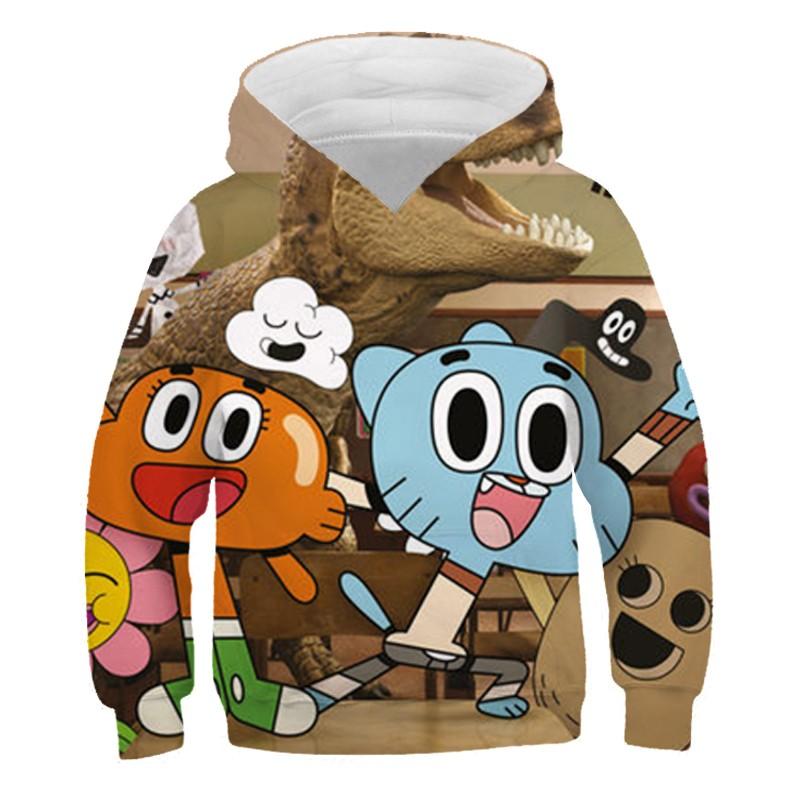Удивительный мир Гамбола Детская комедия Комикс периферийный свитшот с капюшоном Осенняя одежда Модная универсальная толстовка с капюшоном