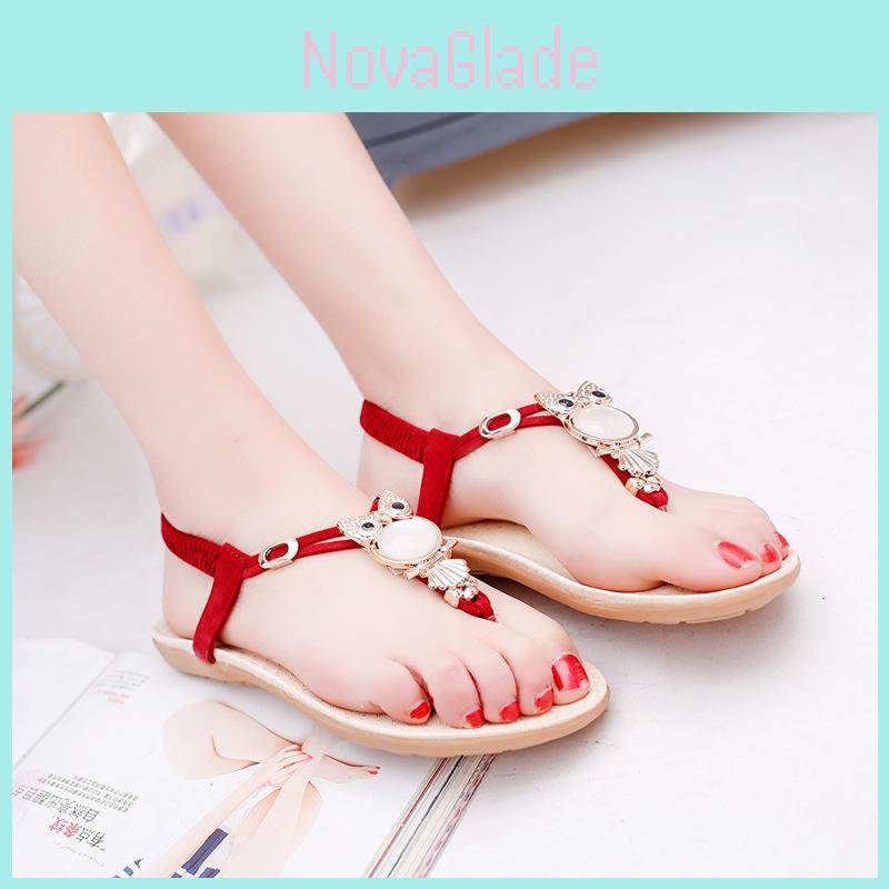 Elegant Women Bohemia Buckle Flat Shoes Sandals Ideal For Beach Days And Casual Wear