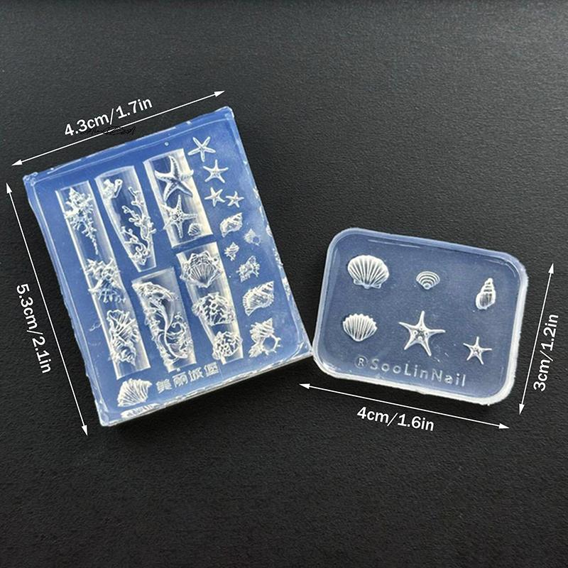 3D Силиконовая Резная Ракушка Раковина Форма для Нейл-арта в Океанском Стиле Мягкий Силикон Шаблон для Дизайна Ногтей DIY Аксессуары для Ногтей для Салона