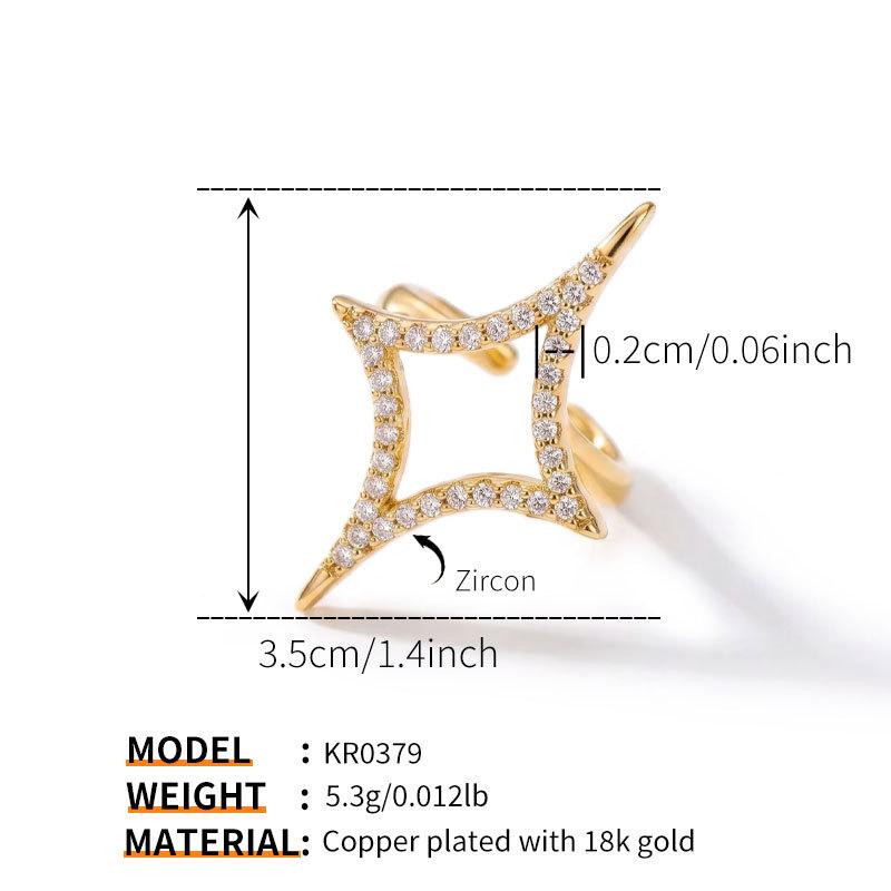Minimalist 18k Gold Shiny Star Open Adjustable Ring For Women Fashion Jewelry