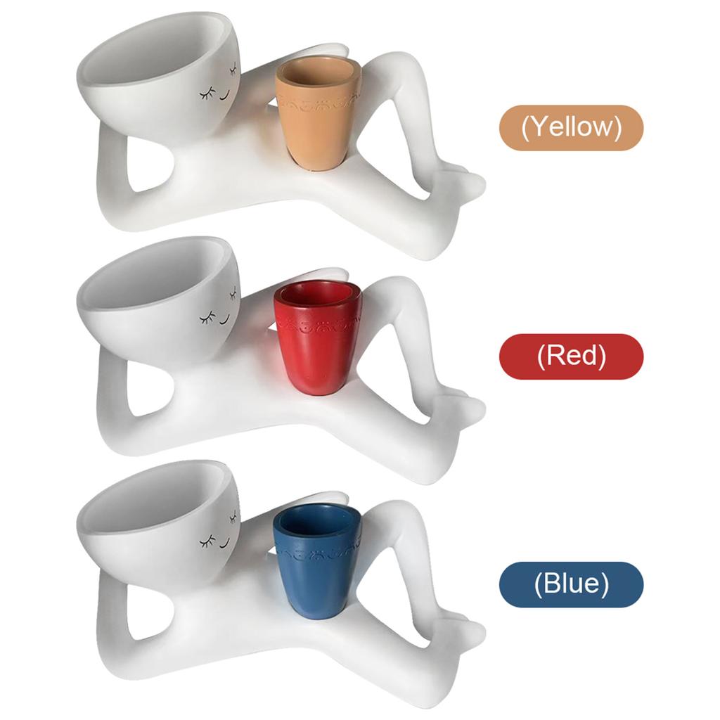 Relaxing Person Holding Pot Planter Body Vase Decors Resin Funny Succulents Planter Pot for Succulents Cactus Home Garden Decor