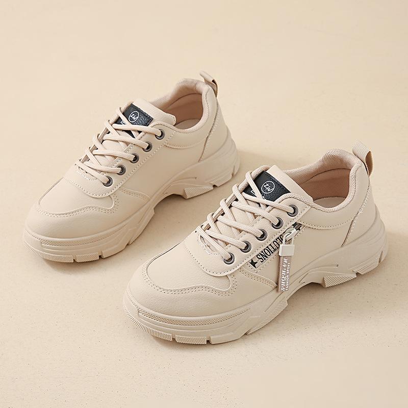 Platform white shoes women's 2025 new spring Martin leather versatile sports shoes female students Korean version of casual board shoes