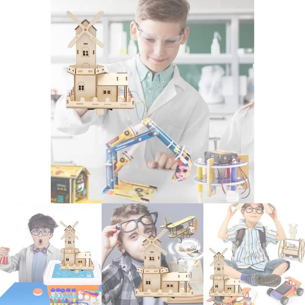 Детская деревянная самодельная голландская ветряная мельница, научная игрушка, электрический маяк, образовательная модель