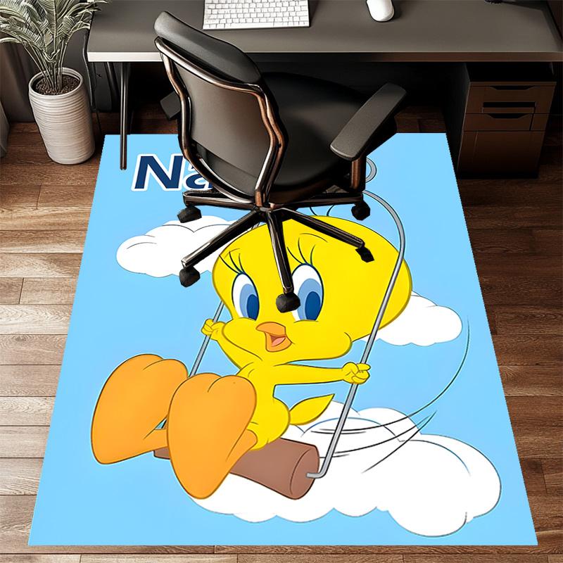 Custom Tweety Mat Personalized Name, Polyester Washable Indoor Entryway Rug, Gift for Christmas, Easter, Thanksgiving Day