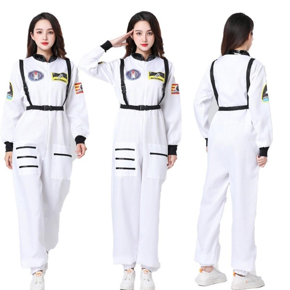 Strap Spaceman Jumpsuit Zip Closure Spacesuit Outfit Astronaut Costume Bodysuit Halloween Party