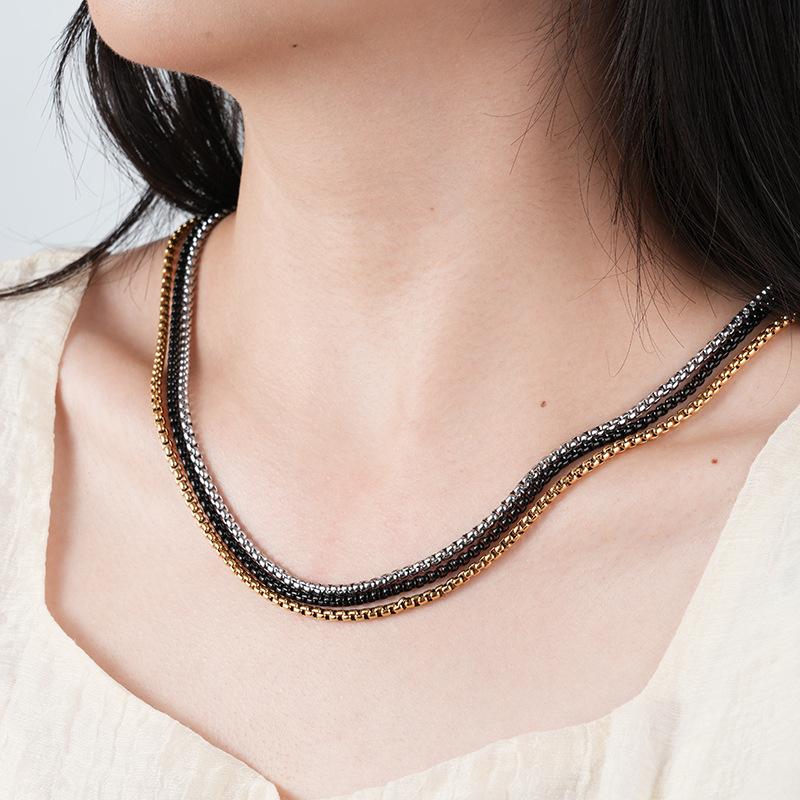 Модное универсальное квадратное жемчужное ожерелье из титановой стали с квадратной цепочкой Hezi из нержавеющей стали с цепочкой Corn для мужчин