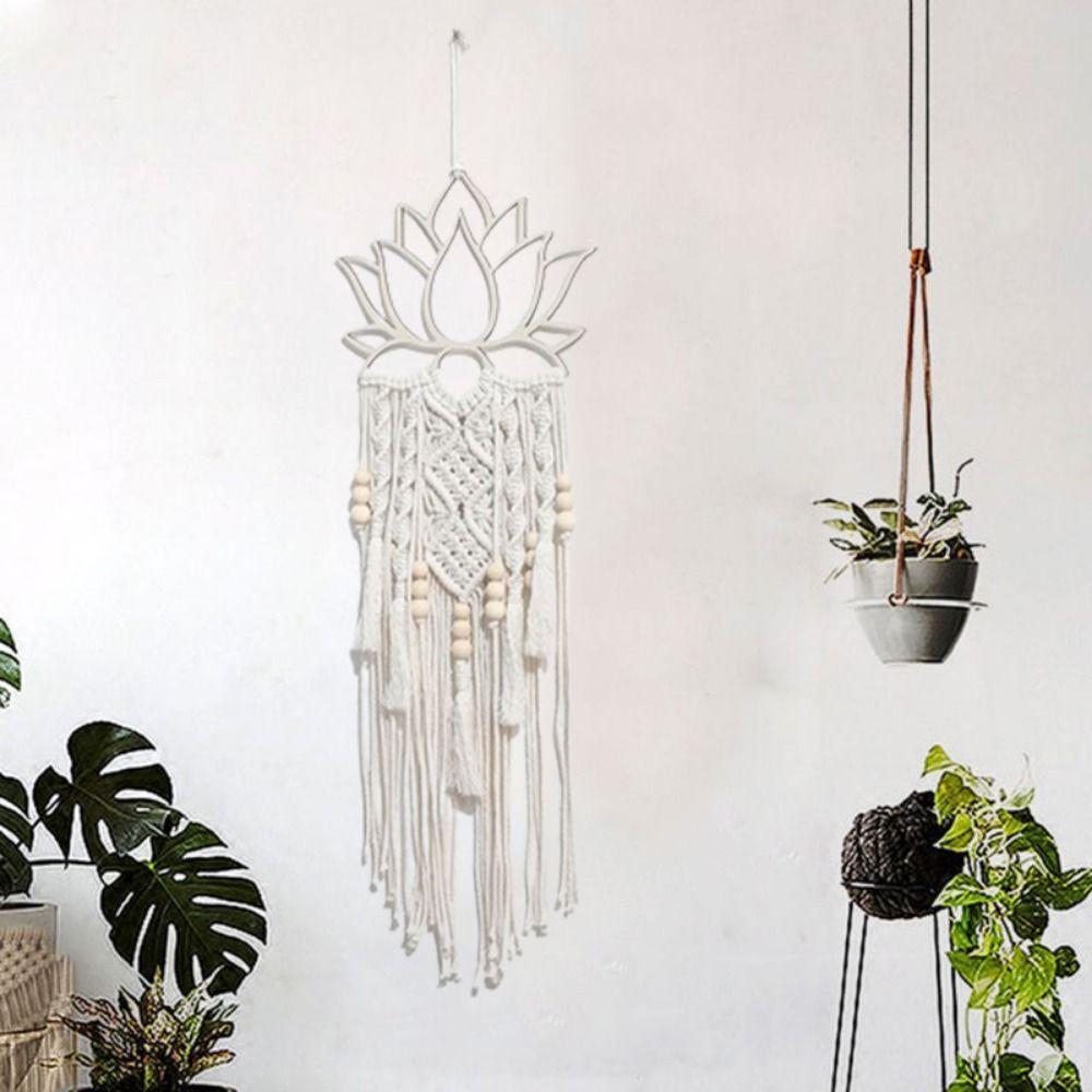 Cotton Thread Lotus Woven Tapestry Reusable Wall Pendant Boho Wall Hanging Decor  Bedroom