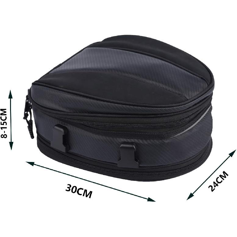 Motorcycle Tail Bag, Motorbike Saddlebags, Waterproof Rear Seat Bike Backpack, Multifunctional Luggage Suitcase, PU Leather Sport Bags, 15 L (Black)