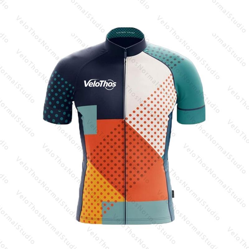 VeloThos Short Sleeve Cycling Set Jersey Kit and Bib Shorts Pro Race Bicycle Clothing Suit Summer Ropa Maillot Breathable