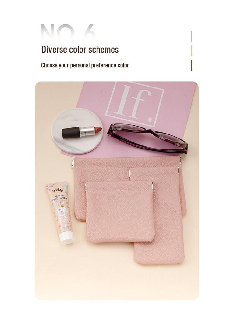 Однотонная сумка для хранения большой вместимости для кабелей, наушников и косметики с автоматическим закрытием и узором личи