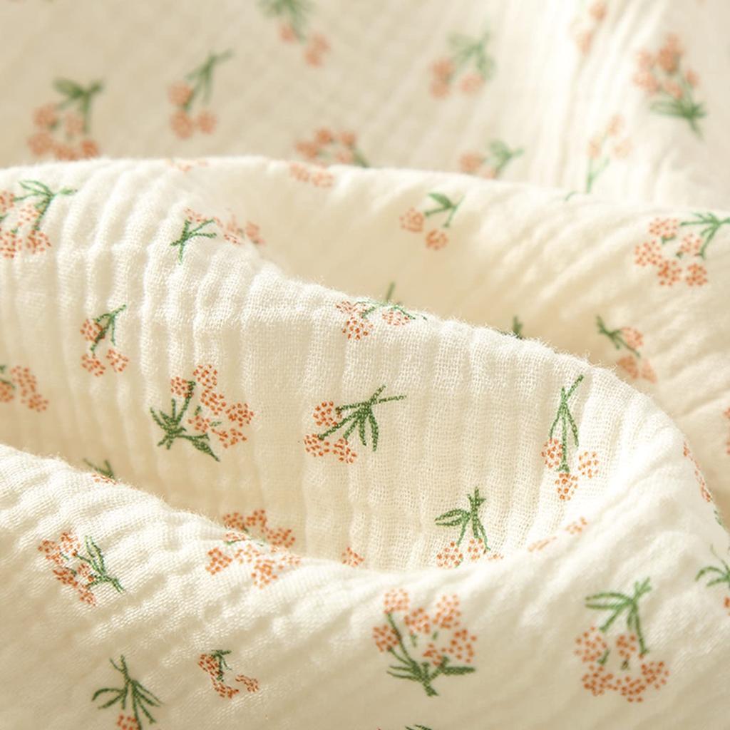 Летний Комплект Пижамы с Цветочным Верхом и Газовыми Штанами Японский Дневной [SISOFTLY] Пижама, Комплект из 6/8 предметов, Джинбей, Женская, Летняя, Хлопок, Брюки 7/8,