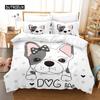Bulldog Duvet Cover Set Polyester Bulldog Twin Bedding Set Black and White Style Animal Theme Double Queen King Size Quilt Cover