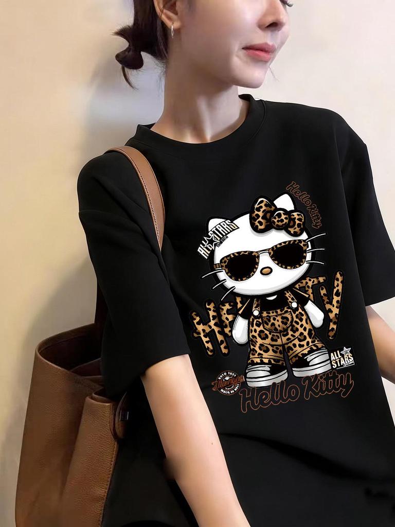 Korean Retro Cartoon Print Short Sleeve Women's T-Shirt - Spring 2026 Trend