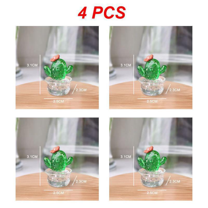 2/3/4PCS Cactus Figurines Ornaments Desktop Craft Car Inner Ornaments Adornment Creative Cute Miniature Plant For Home Decor