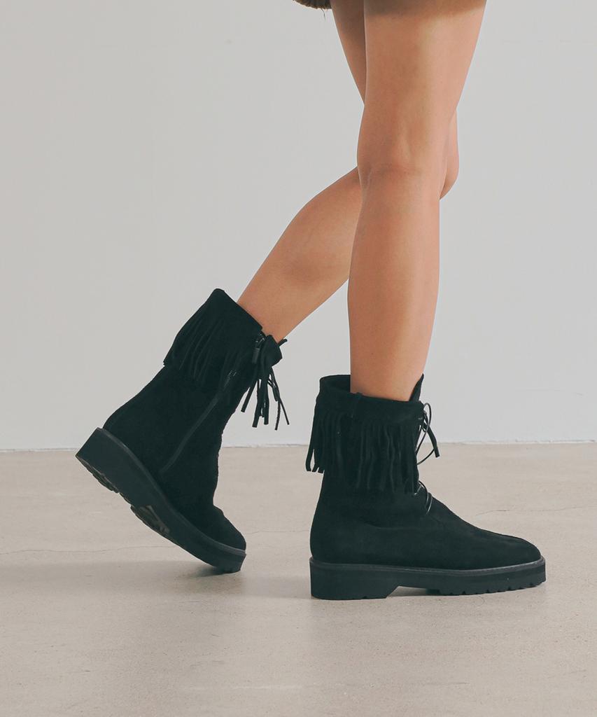 Twvp Boheme Fringe Ankle Boots 22F08Bk Boem Fringe Ankle Boots