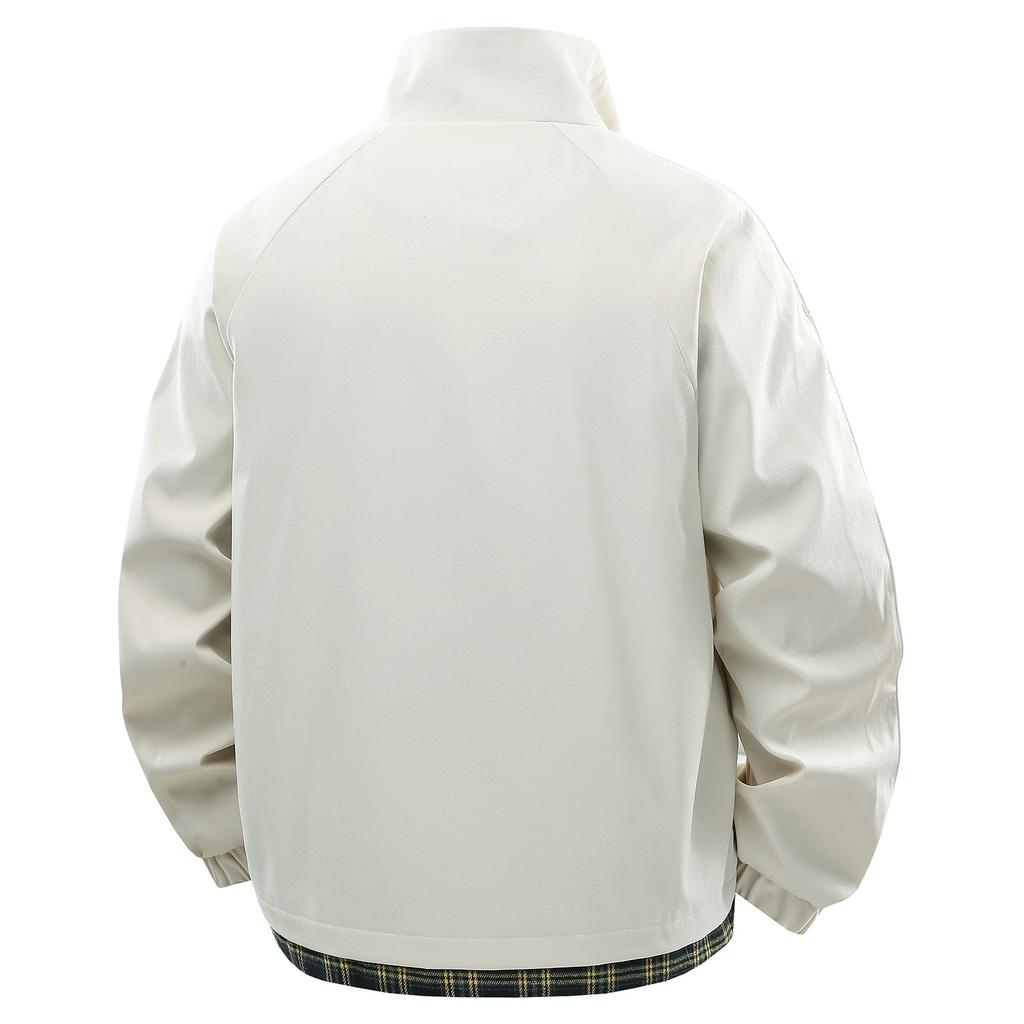 Fake Two-piece Spring and Autumn Jacket Men's New Casual Loose Solid Color Fashion Men's Versatile Collar Jacket Trench Coat