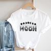 (Asian Size) Tee Top Moon Letter Sweet Trend Cute Women Print Lady Clothing Casual Short Sleeve Fashion Tshirt  Female Graphic T-shirt