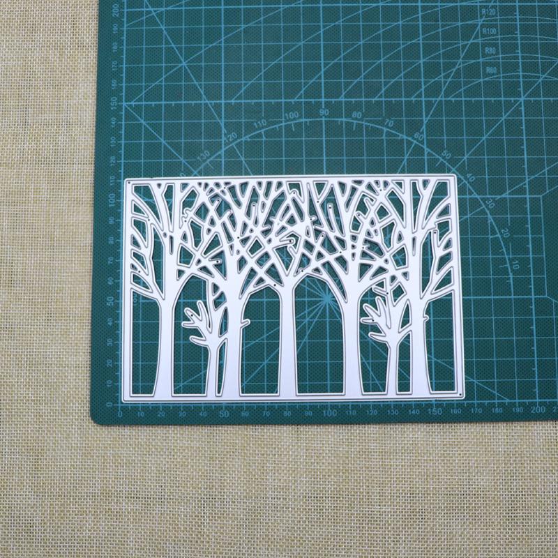 Forest Tree Rectangular Frame Metal Cutting Dies Stencils Die Cut for DIY Scrapbooking Embossing