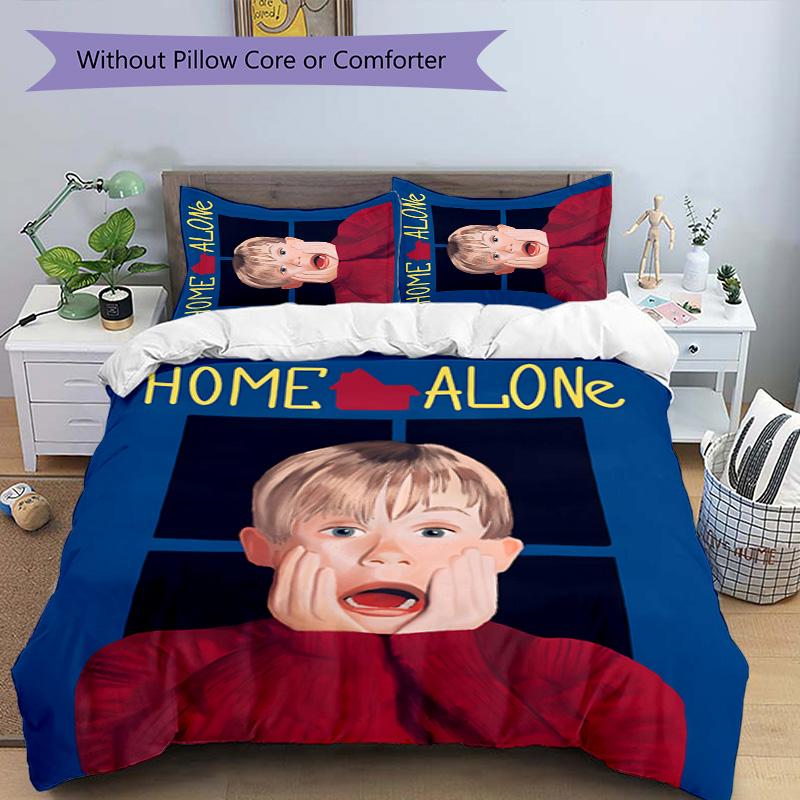 Home Alone 3pcs Bedding Set Duvet Cover Closure Includes 1 Duvet Cover & 2 Pillowcases for All Seasons Bedroom Home Dorm Decor