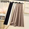 Autumn and Winter Mid Length Knitted Half Body A-line Umbrella Skirt Temperament Knitted Long Skirt