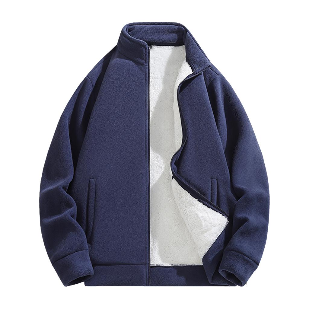 Men's Casual Solid-color Loose Zipper Sweatshirt, Men's And Women's Long-sleeved Thickened Fleece Warm Sweatshirt Jacket