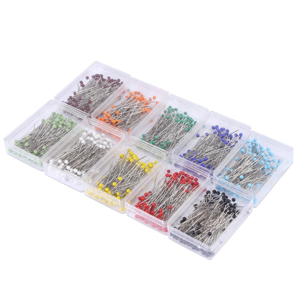 1000pcs Multicolor Glass Ball Head Pins High Temperature Resist Dressmaking Pins Flower Decoration