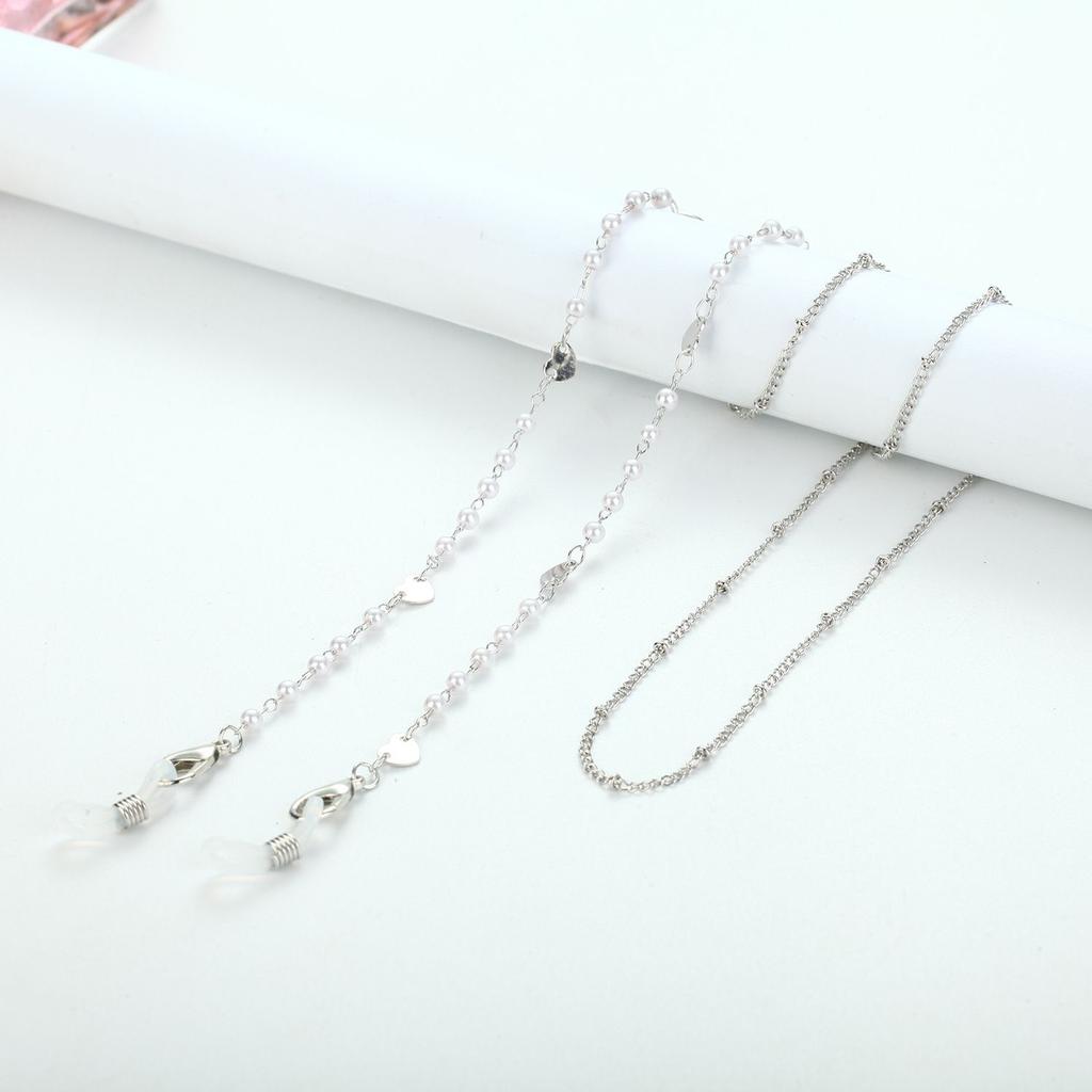 Metal Hangs Disc Neck Pearl Silver Color Sunglasses Chain Mask Lanyard Mask Holder Glasses Chain