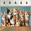 Ткань для фотозоны «Милая семья котят» 2D, Фон для украшения стены с группой кошек