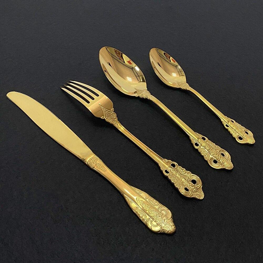 Набор столовых приборов, 24 шт., красочный набор столовых приборов, столовая посуда из нержавеющей стали, набор столовых приборов, ужин для дома, кухонный нож, вилка, ложка, набор услуг на 6 персон