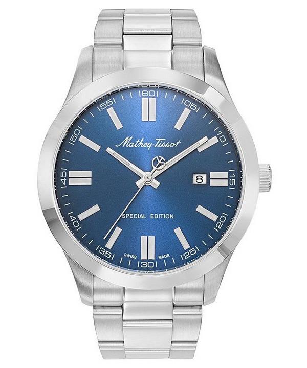 Mathey-Tissot Mathy I Jumbo Special Edition Кварцевые мужские часы из нержавеющей стали с синим циферблатом H455ABU