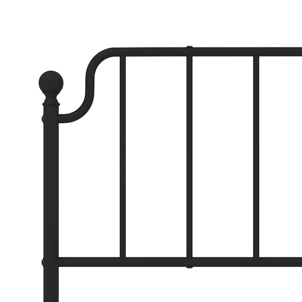 Metal Bed Frame with Headboard Black 193 x 203 cm