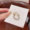 Trendy High-End Zircon Double-Layer Adjustable Open Ring for Women