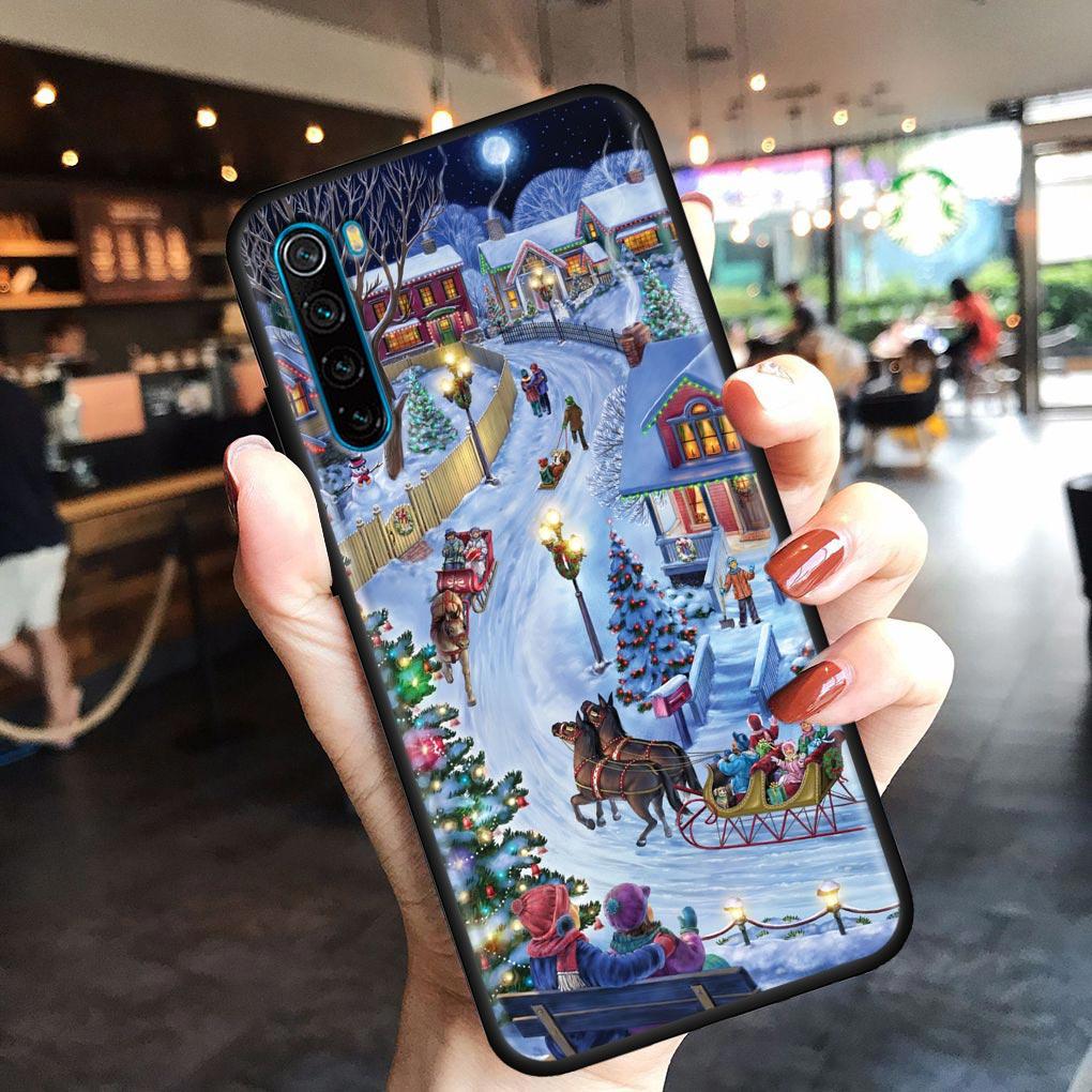Рождественский чехол для мобильного телефона Санта-Клауса для Redmi Note 10 11 11S 11E 7 8 8T 9 9S 9T Pro Plus 4G 5G черный мягкий чехол Fundas