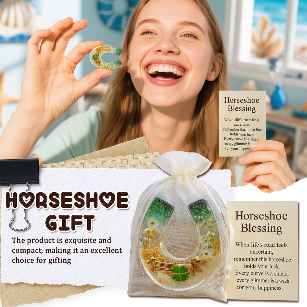 Horseshoe Pocket Hug, Horseshoe Blessing Pocket With Blessing Card, Inspirational Charm Souvenir Gift For Friends