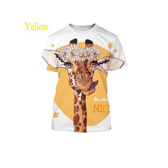 Summer Fun Men's T-Shirt Top 3D Printed Giraffe Animal T-Shirt O-Neck Oversized Shirt Men's Clothing